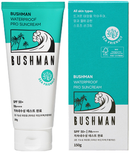 부쉬맨 워터프루프 프로 선크림 SPF50+ PA++++, 150g, 1개