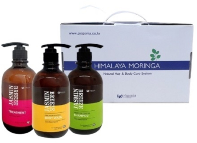 포고니아 모링가 자스민 브리즈 샴푸 + 트리트먼트 + 바디워시 세트, 1세트, 500ml