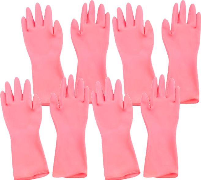 AXIS 艾克思 天然乳膠雙面止滑不分左右手手套 2雙組, 粉紅色, S(10 x 27cm), 4組