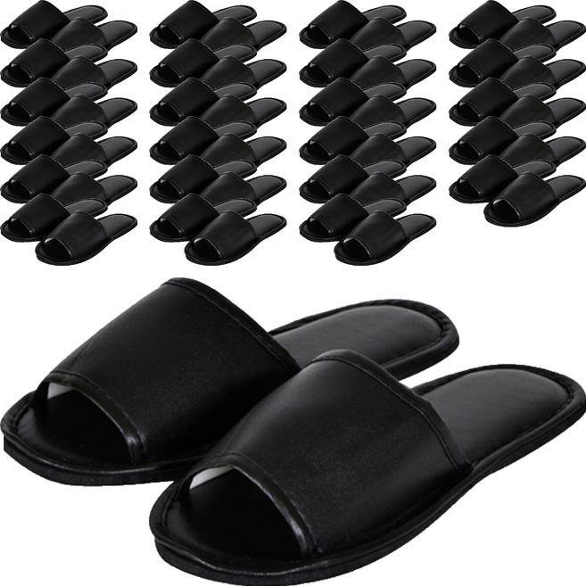 인조가죽 실내 슬리퍼, 검정, 24개