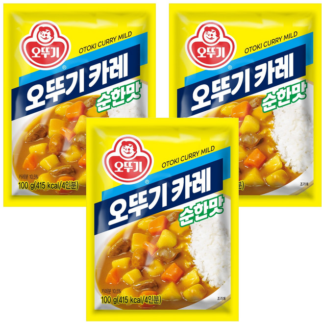 오뚜기 카레 순한맛, 100g, 3개