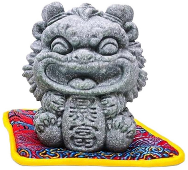 雙倍進財 青砂石麒麟擺件 5 x 4.7 x 6.3cm, 暴富 灰色, 1個