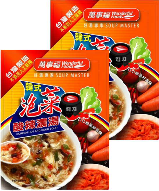 Wonderful Foods 萬事福 韓式泡菜酸辣濃湯 2入, 106g, 1袋