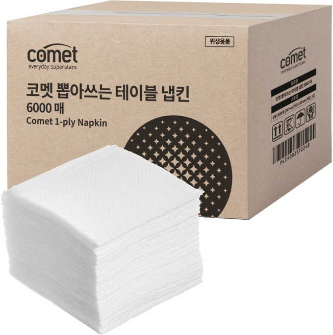 코멧 뽑아쓰는 테이블 냅킨, 화이트, 1개, 6000개입