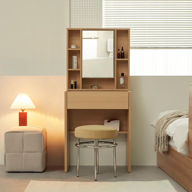 파로마 에일리 수납 화장대 600 세트 방문설치, 오크