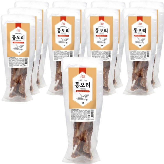 덕킹 강아지 간식, 통오리, 10개