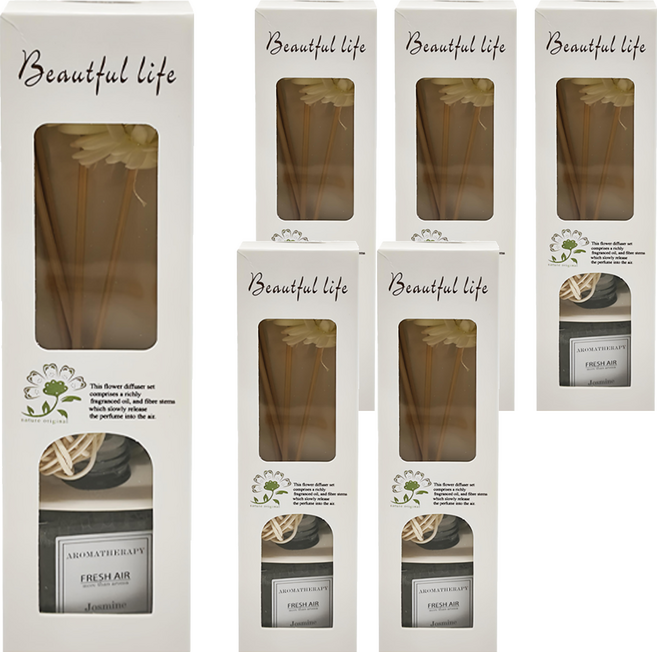 Beautiful life 花漾系列 精油擴香瓶 經典款, 6瓶, 50ml, 玫瑰