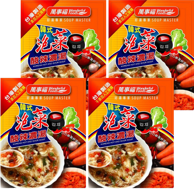 Wonderful Foods 萬事福 韓式泡菜酸辣濃湯 2入, 106g, 2袋