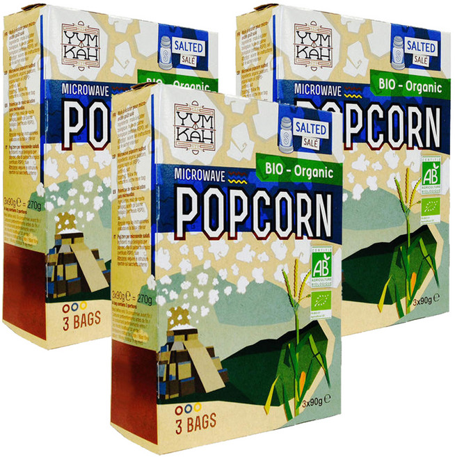 나티스 전자렌지용 유기농팝콘 솔티드, 270g, 3개