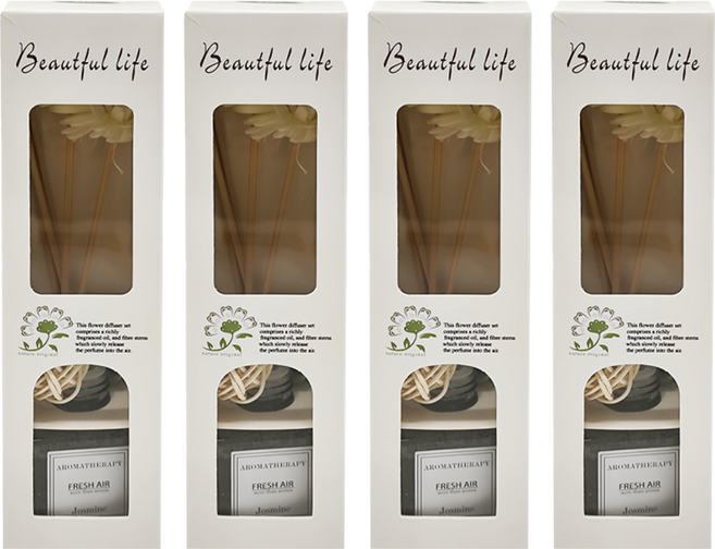 Beautiful life 花漾系列 精油擴香瓶 經典款, 4瓶, 50ml, 玫瑰