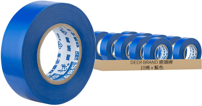 DEER BRAND 鹿頭牌 絕緣膠帶 IA28 10m x 19 x 0.19mm 藍色 10捲, 1組