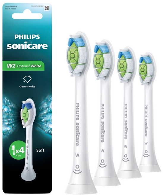 PHILIPS 飛利浦 韓國 Sonicare W Optimal 牙刷刷頭 白色 4入, HX6064/14, 1個