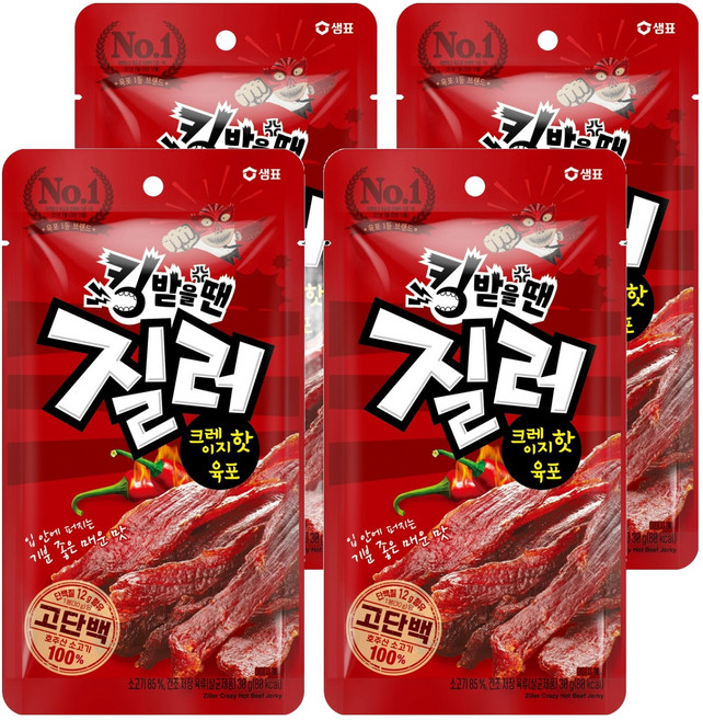 질러 크레이지 핫 육포, 30g, 4개