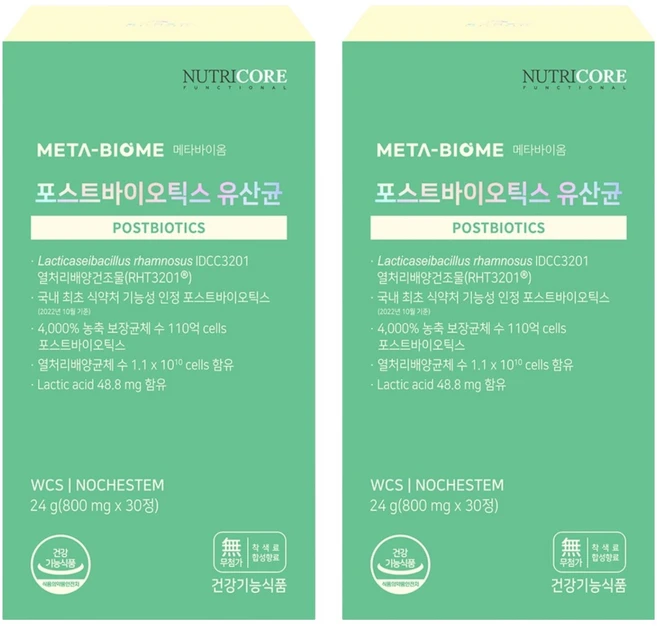 뉴트리코어 포스트바이오틱스 유산균, 30정, 2개 - 쿠팡
