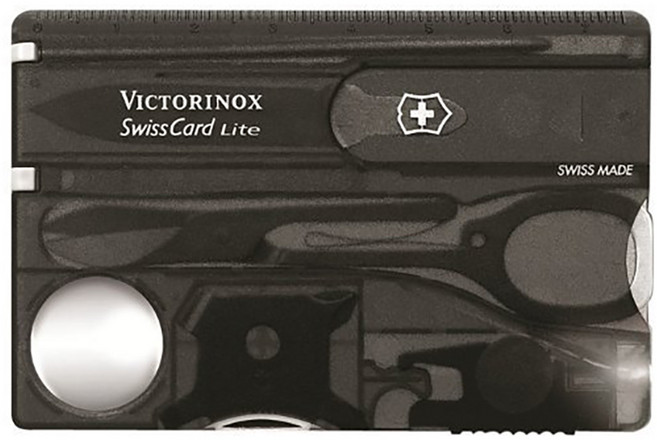 VICTORINOX 瑞士維氏 13用LED白光燈瑞士卡瑞士刀口袋工具 - Swiss Card Lite black, 1組