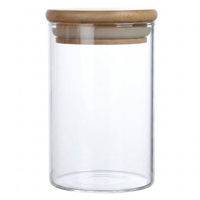 竹木蓋高硼矽玻璃密封儲物保鮮罐, 250ml, 1個
