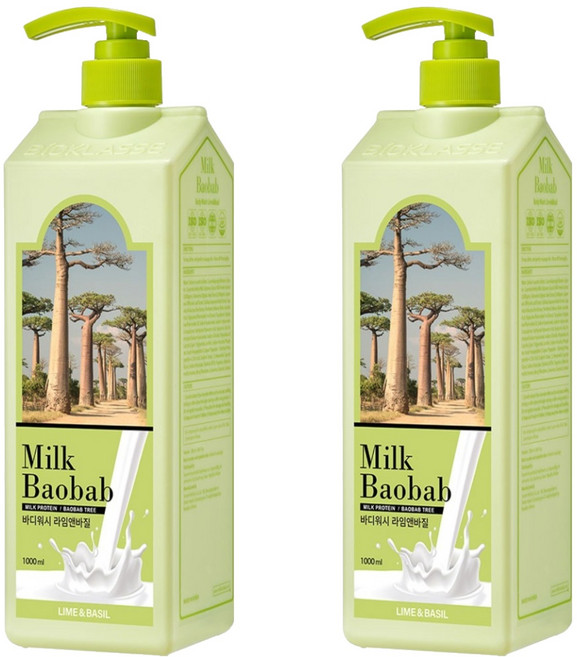 밀크바오밥 대용량 바디워시 라임앤바질향, 1L, 2개