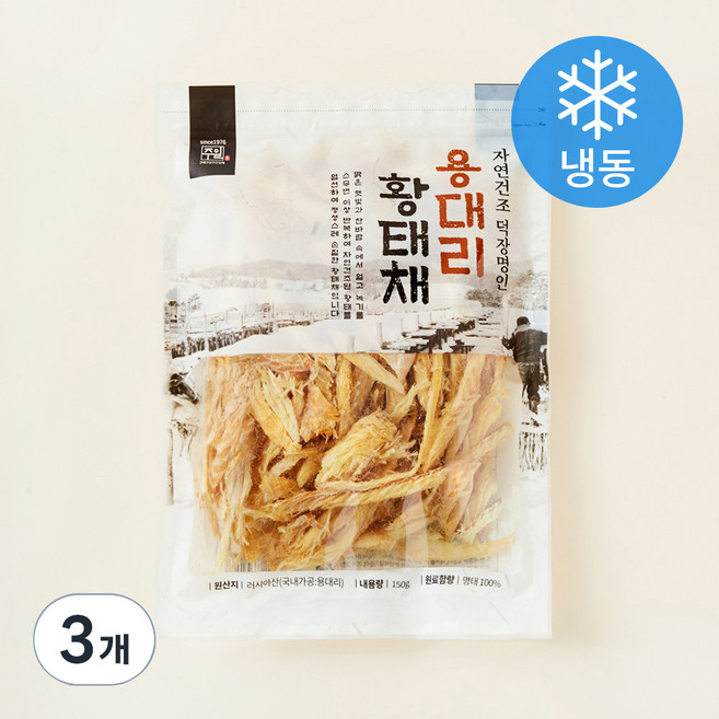 자연건조 덕장명인 용대리 황태채 (냉동), 150g, 3개