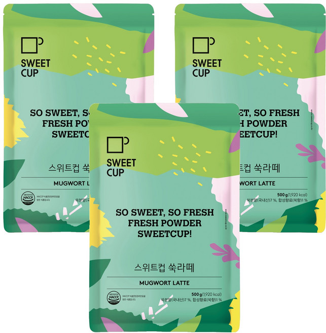 스위트컵 쑥라떼 파우더, 3개, 500g, 1개입