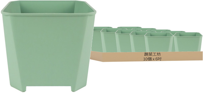 Vegetable Seed 蔬菜工坊 多肉透氣四方矮盆, 10個, 北歐綠