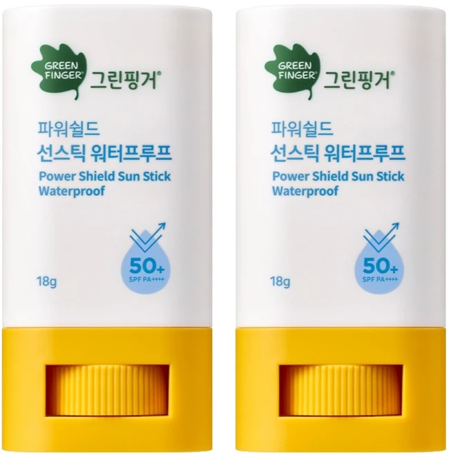 그린핑거 유아용 파워쉴드 선스틱 워터프루프 SPF50+ PA++++, 18g, 2개 - 쿠팡
