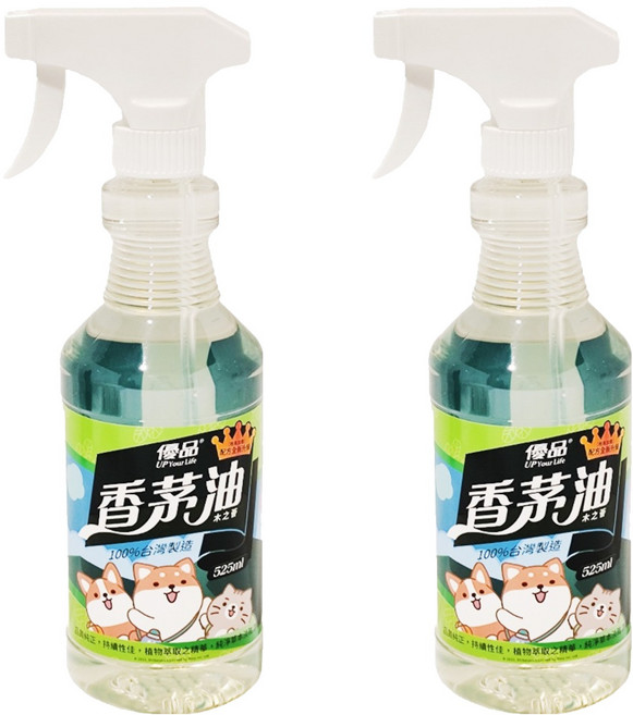 優品 森之萃香茅油噴槍 525ml 台灣製造, 2瓶, 香茅