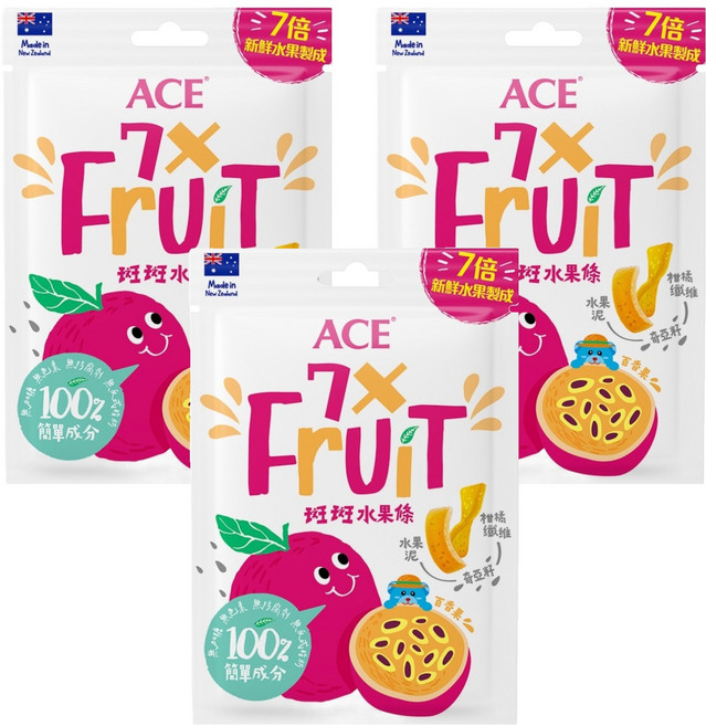 ACE 斑斑水果條 百香果 + 奇亞籽, 32g, 3袋