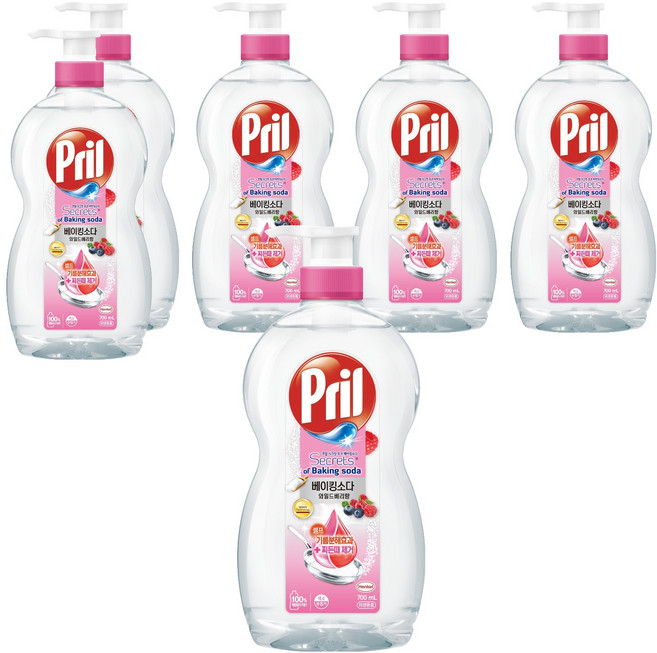 프릴 시크릿오브 베이킹소다 주방세제 와일드베리향, 700ml, 6개