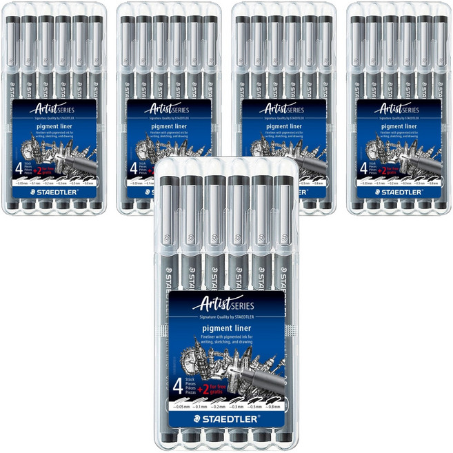 STAEDTLER 施德樓 308 設計代針筆 6件組, 黑色, 5套