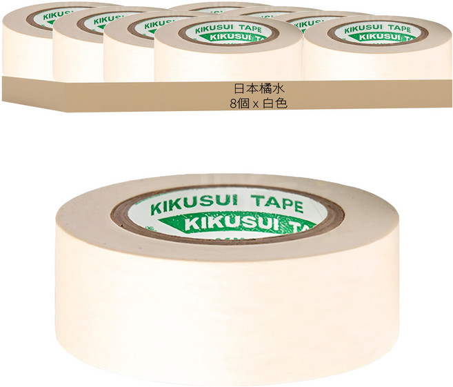 日本橘水和紙膠帶 15mm x 18m, 白色, 8個
