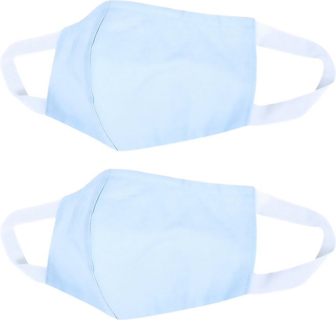 Osun 3D立體3層防水運動透氣布口罩 成人用 台灣製 CE322, 淡藍色, 1入, 2片