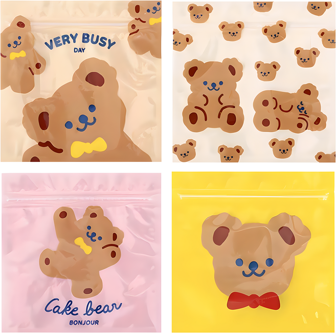 미미파티 귀여운 곰돌이 다용도 지퍼백 포장 봉투세트 40p, 큐트 베어 믹스, 1세트