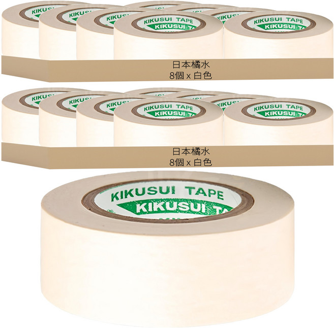 日本橘水和紙膠帶 15mm x 18m, 白色, 16個