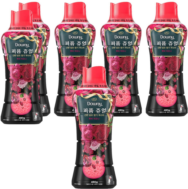 다우니 퍼퓸 쥬얼 루비 피오니 향기 부스터, 480g, 6개