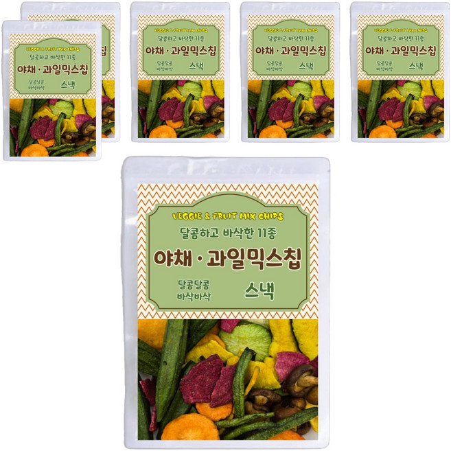 달콤하고 바삭한 11종 야채 과일 믹스칩, 300g, 6개
