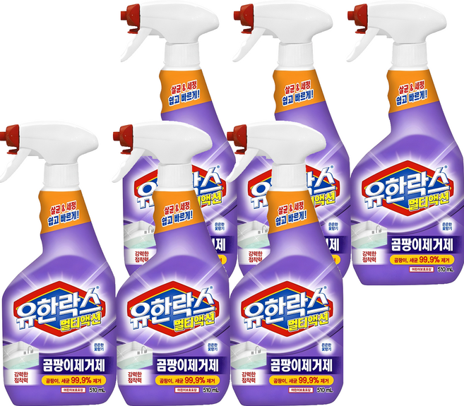 유한락스 멀티액션 곰팡이 제거제, 510ml, 6개