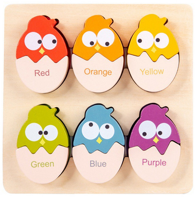 彩色立方 木製蛋形小鳥顏色分類認知 配對拼圖, 1組, 12片