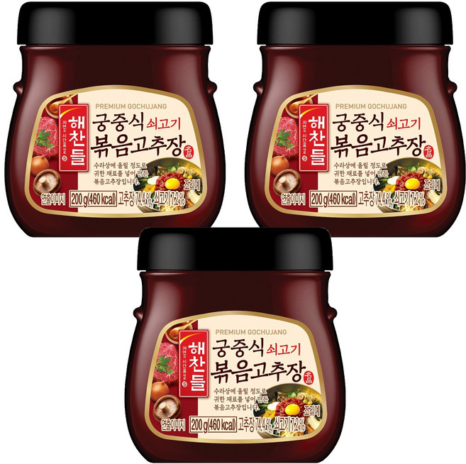 해찬들 궁중식 쇠고기 볶음고추장, 200g, 3개