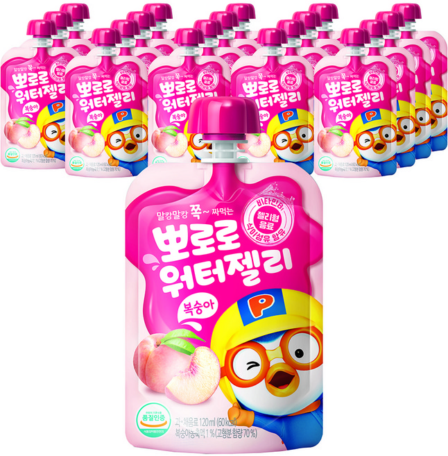 팔도 뽀로로 워터젤리, 120ml, 20개, 복숭아