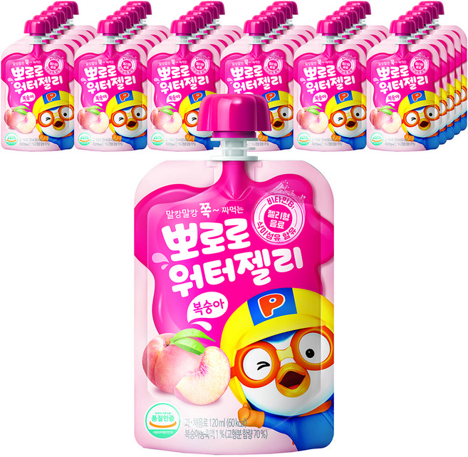 팔도 뽀로로 워터젤리 복숭아, 120ml, 40개