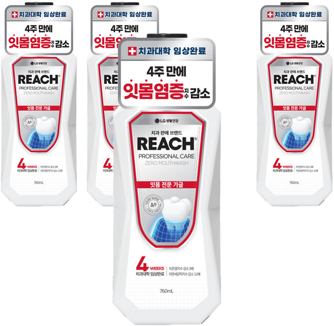 리치 프로페셔널 잇몸 전문 제로 구강청결제, 760ml, 4개