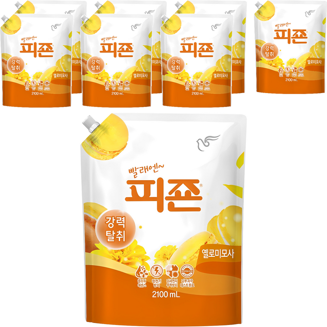 피죤 레귤러 섬유유연제 옐로미모사 리필, 2.1L, 1개입, 8개