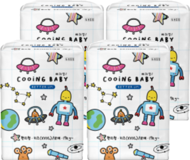 Cooing 베러업 팬티형 기저귀 남녀공용, 키즈형(Kid), 72매