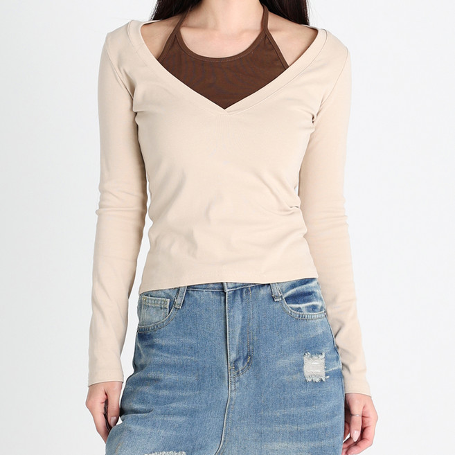 Dotif 女款掛脖層次感長袖T恤 T26SS1-A2560