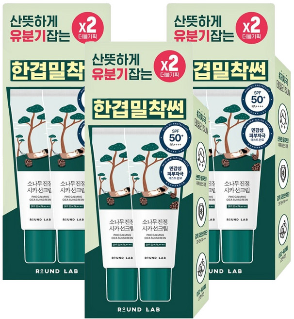 라운드랩 소나무 진정 시카 선크림 SPF50+ PA++++, 40ml, 6개