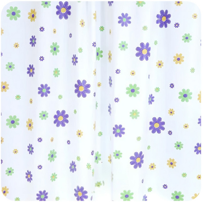 PEVA 加厚防水浴簾 乾濕分離, 紫色小花 白色 + 紫色, 1組