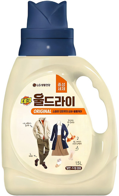 테크 울드라이 오리지널 중성세제 본품, 1.5L, 1개