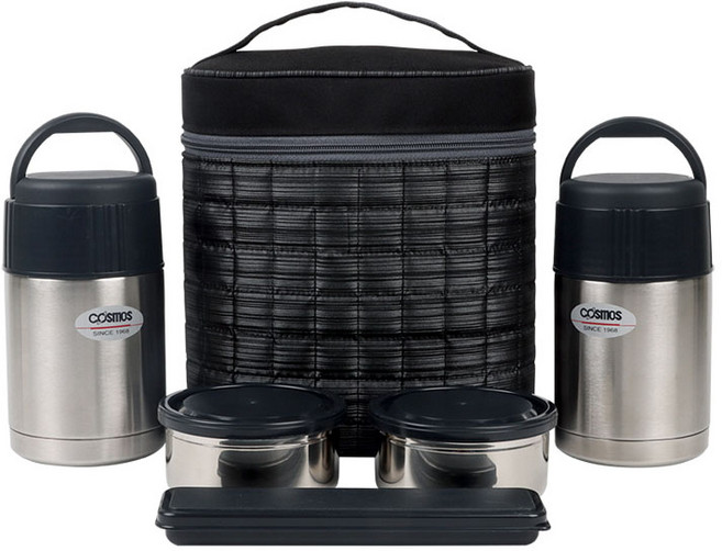 코스모스 따끈 죽통겸용 2개 도시락 550 + 550, 혼합색상, 1개