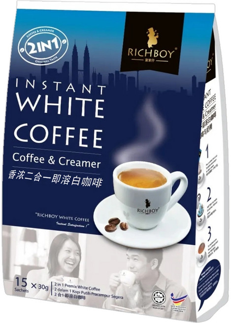 RICHBOY 富家仔 南洋風味白咖啡 二合一 咖啡和奶精, 30g, 15包, 1袋