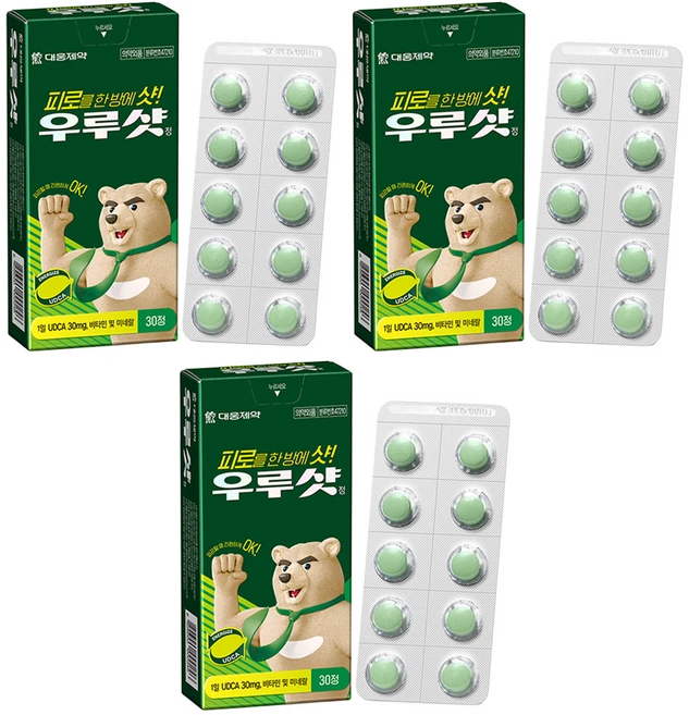 대웅제약 우루샷 정 피로회복제, 30정, 3개 - 쿠팡